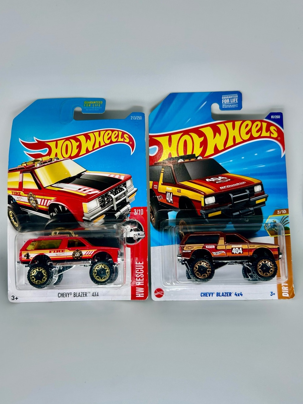 Hot Wheels Chevy Lot of 2x - Chevy Blazer 4x4 Orange & Red HW Rescue Firetruck